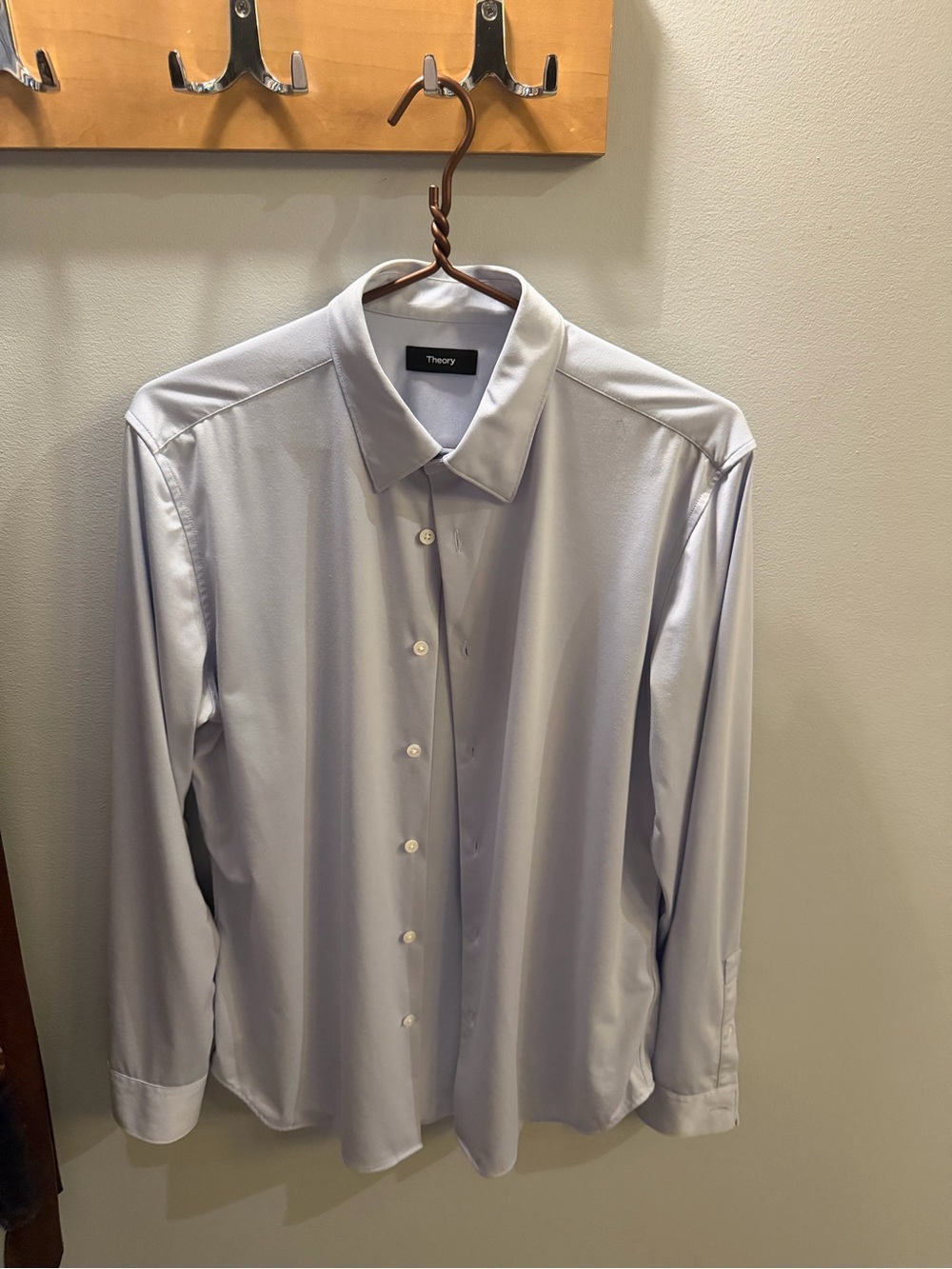Theory Light Blue Sylvain Structure Knit Men's Performance Dress Shirt